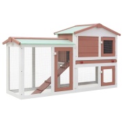 Outdoor Large Rabbit Hutch Brown and White 57.1