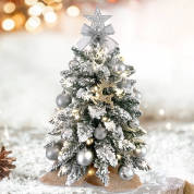 精美带灯圣诞树50cm桌面圣诞植绒小树 适合办公室 客厅 饭店